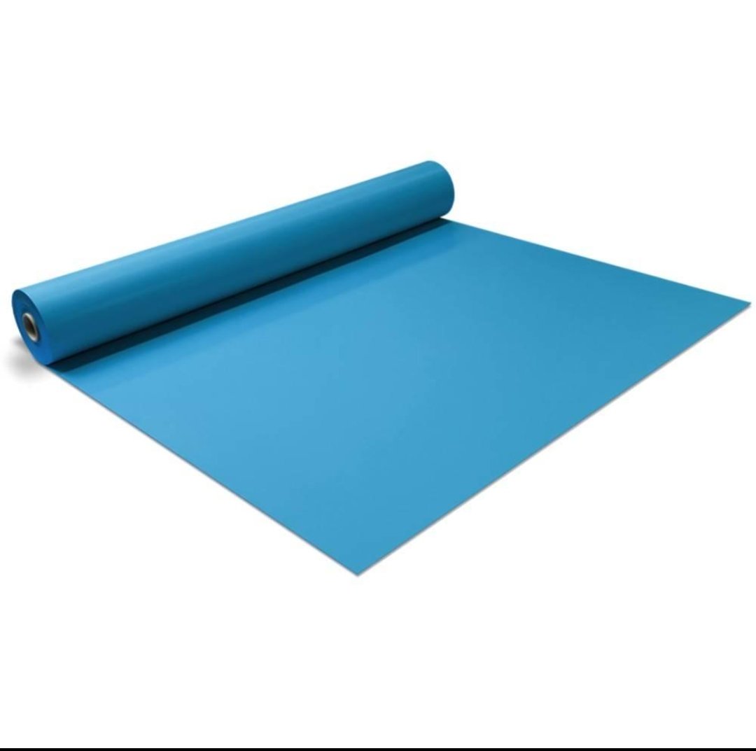 Roll of blue PVC swimming pool liner