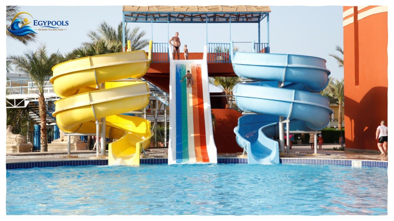 Water slides and water play installation